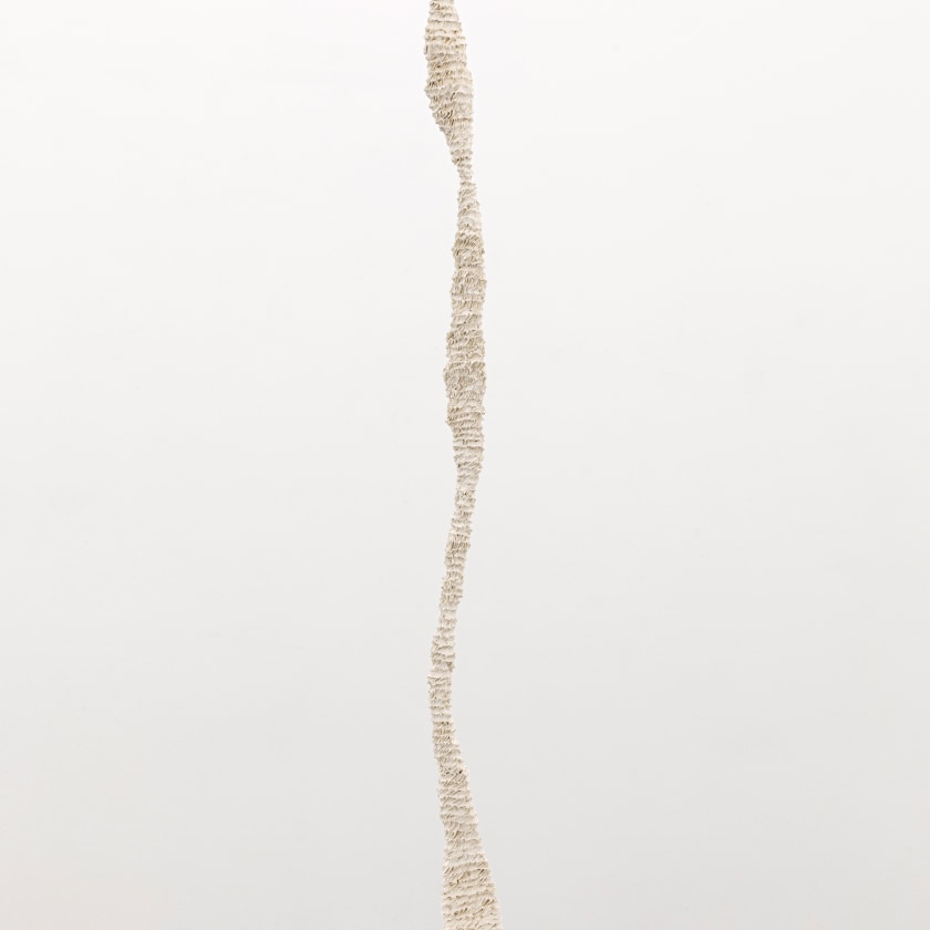 Sculpture by Stijn Ank: Stijn Ank, Untitled (20.2024), 2024, plaster, metal structure, 128,9 x 9,5 x 8,5 cm