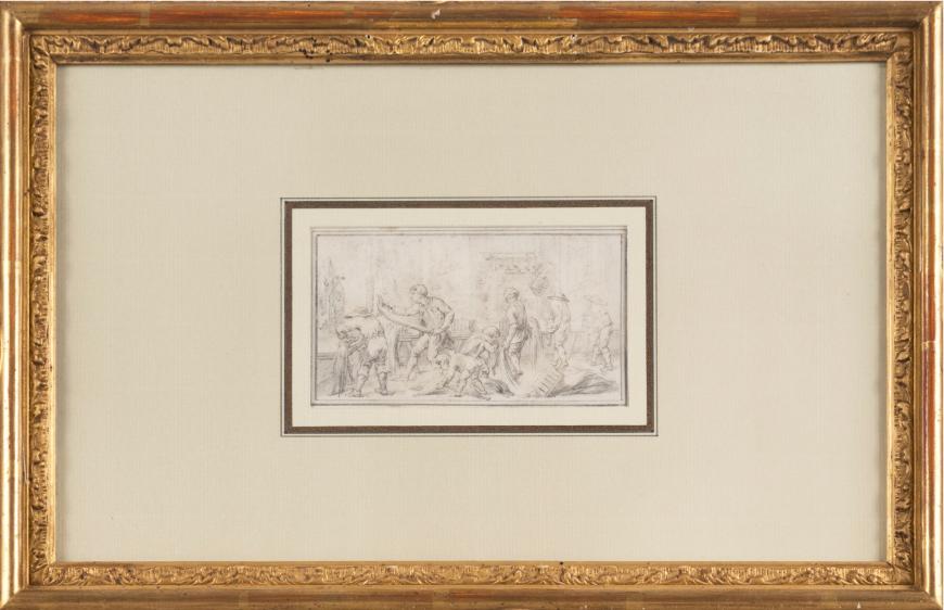 Figures Preparing Hemp in an Interior