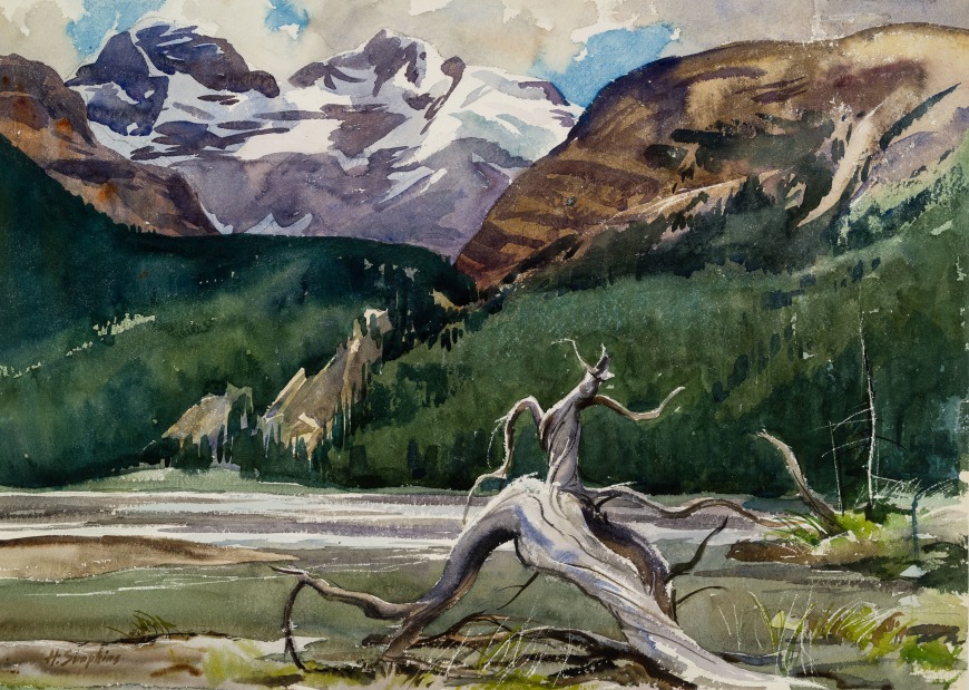 <span class="artist"><strong>Henry J. Simpkins</strong></span>, <span class="title"><em>Driftwood and Rockies</em></span>