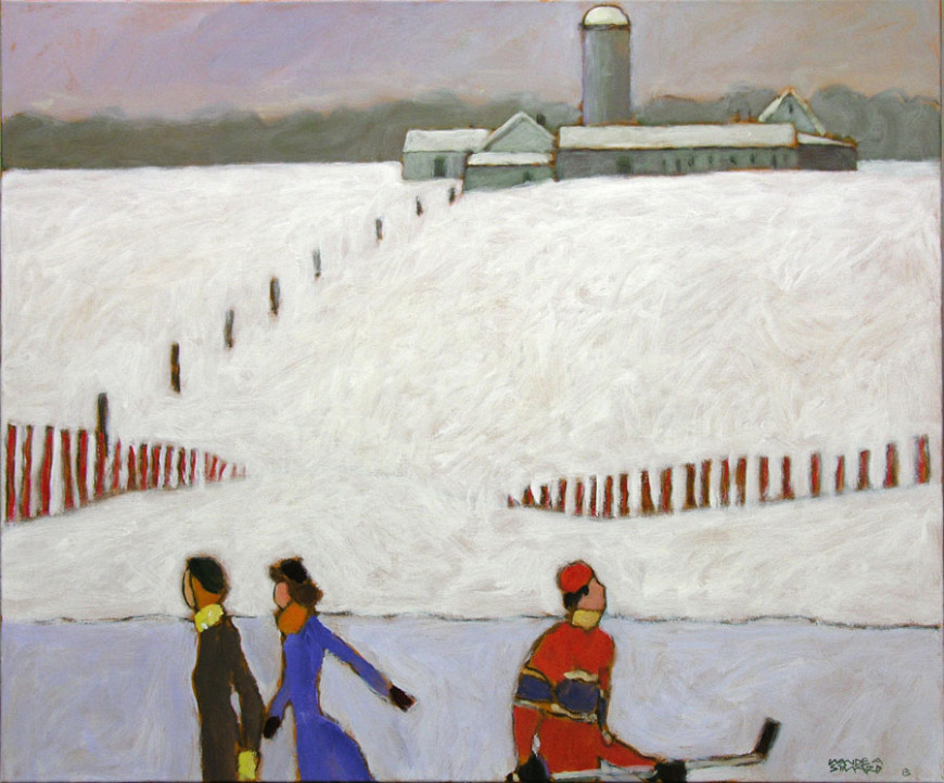 <span class="artist"><strong>Claude A. Simard, R.C.A.</strong></span>, <span class="title"><em>The Farmer's Frozen Pond - L'étang du fermier en hiver</em>, 2013</span>