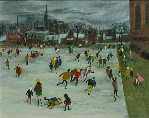 <span class="artist"><strong>William Winter, O.S.A., R.C.A.</strong></span>, <span class="title"><em>Schoolyard in Winter - Cour d'école en hiver</em></span>