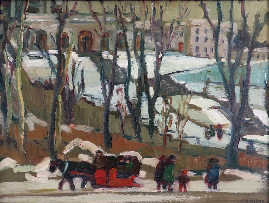 Street Scene, Montreal (Horse and Sleigh in front of St. Joseph's Oratory)