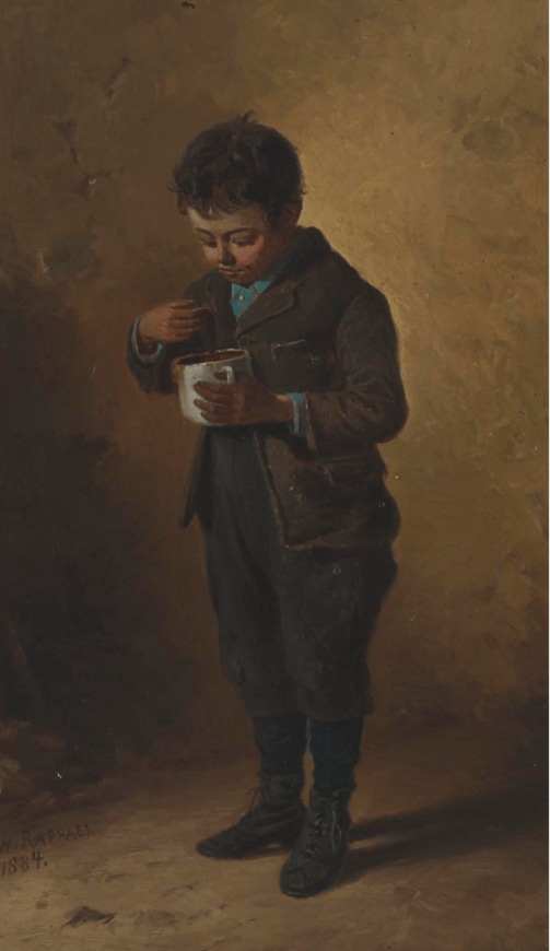 <span class="artist"><strong>William Raphael</strong></span>, <span class="title"><em>Boy with Mug</em>, 1884</span>
