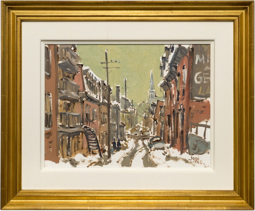 Rue de la Visitation avec Eglise St-Pierre, Montreal