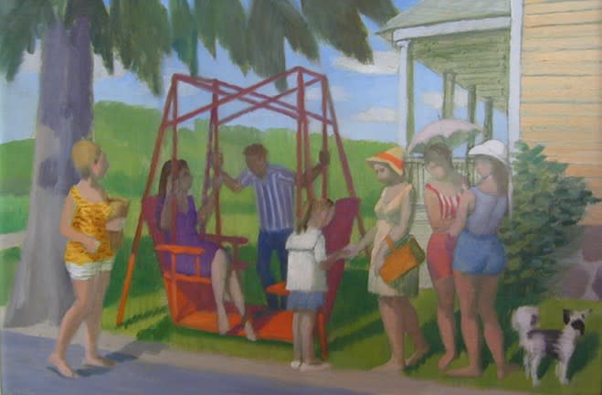 <span class="artist"><strong>Philip Surrey, C.M., LL.D., R.C.A.</strong></span>, <span class="title"><em>Young Women from the Village - Les demoiselles du village</em>, 1967</span>