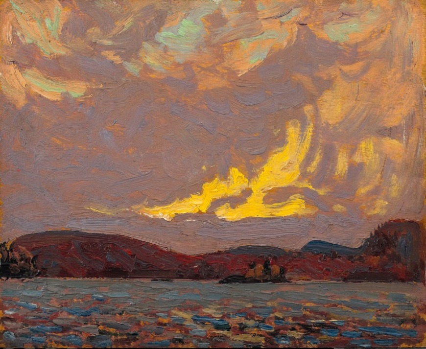 <span class="artist"><strong>Tom Thomson</strong></span>, <span class="title"><em>Canoe Lake, Algonquin Park </em>, 1916 (Autumn)</span>