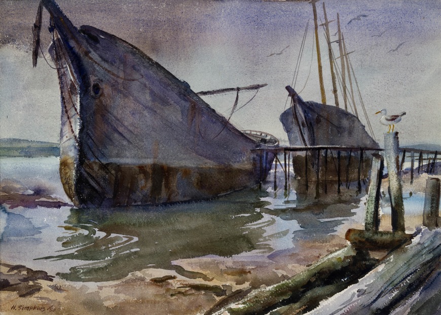 <span class="artist"><strong>Henry J. Simpkins</strong></span>, <span class="title"><em>Sailing Ship Derelicts</em>, 1950</span>