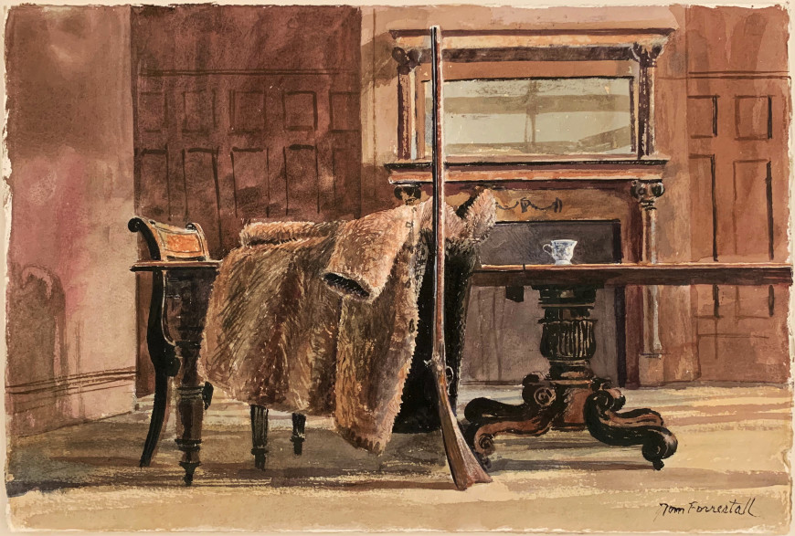 Untitled (Artist's Dining Table with Kentucky Rifle and Fur Coat)