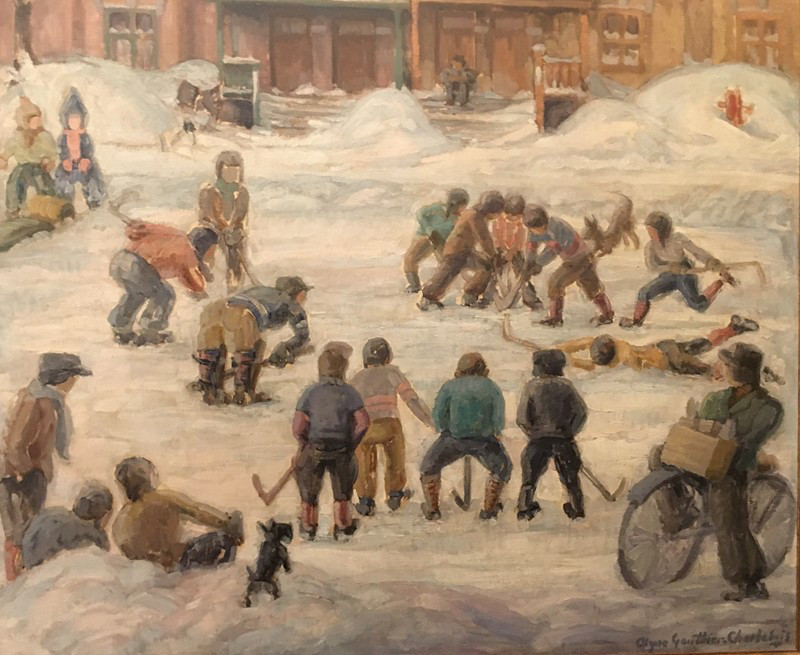 <span class="artist"><strong>Alyne Gauthier-Charlebois</strong></span>, <span class="title"><em>Street Hockey - Hockey de ruelle</em>, 1941</span>