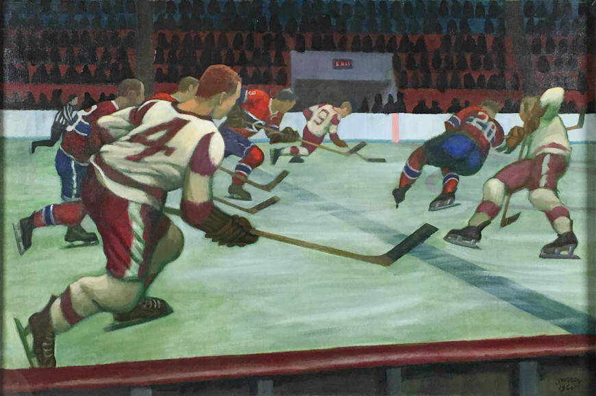 <span class="artist"><strong>Philip Surrey, R.C.A.</strong></span>, <span class="title"><em>Detroit versus Canadiens - Détroit versus Canadiens</em>, 1960</span>