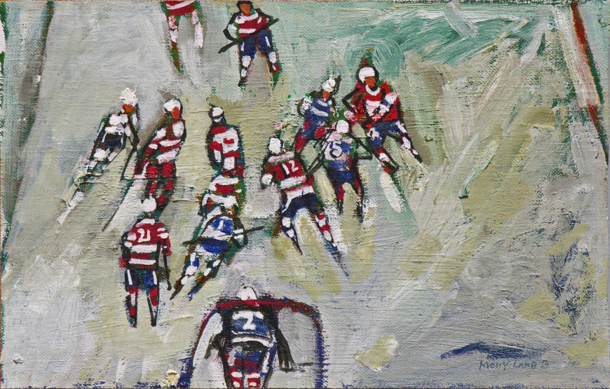 <span class="artist"><strong>Molly Lamb Bobak, C.M., O.N.B., R.C.A.</strong></span>, <span class="title"><em>Hockey Game - La partie de hockey</em></span>