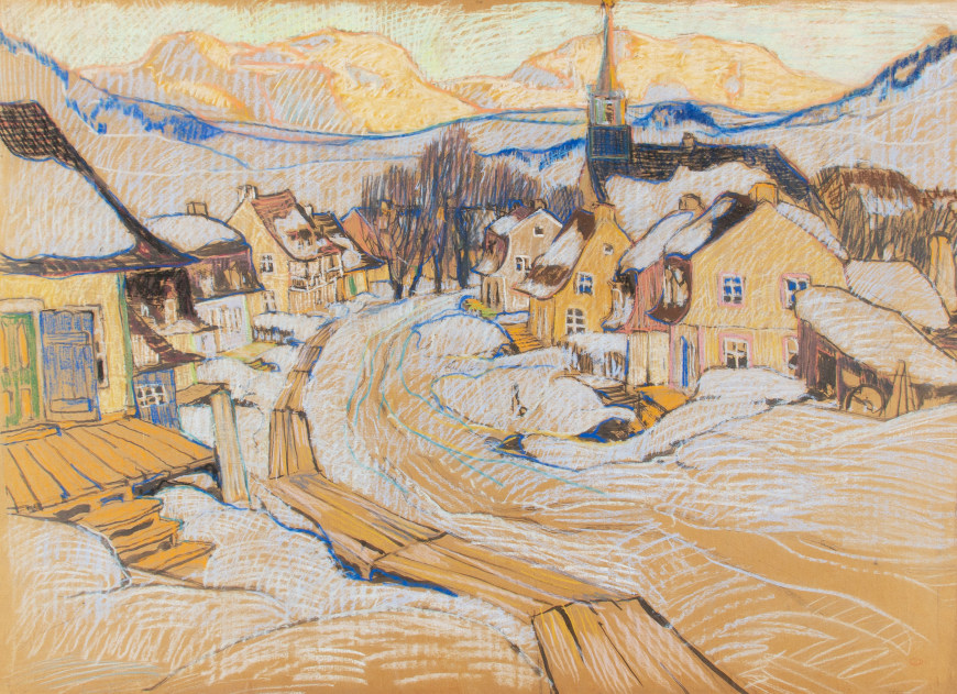 <span class="artist"><strong>Clarence A. Gagnon</strong></span>, <span class="title"><em>Village in the Laurentian Mountains / Laurentian Village</em>, 1925</span>