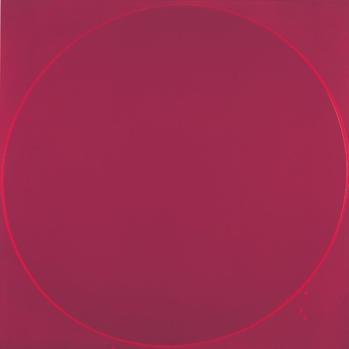 <strong>Ian Davenport</strong>, <em>Untitled Circle Painting: dark red/light red/dark red</em>, 2003