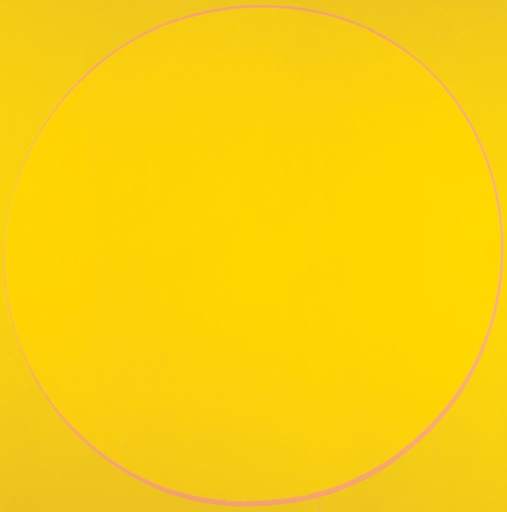 <strong>Ian Davenport</strong>, <em>Untitled Circle Painting: yellow/pale orange/yellow</em>, 2003