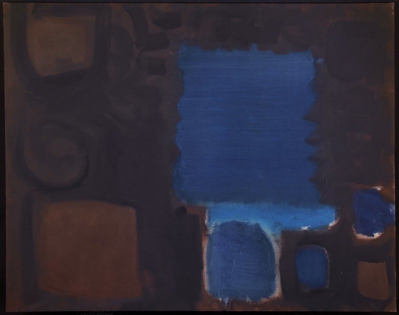 Serrated Blue Square in Brown Ground : July 1959