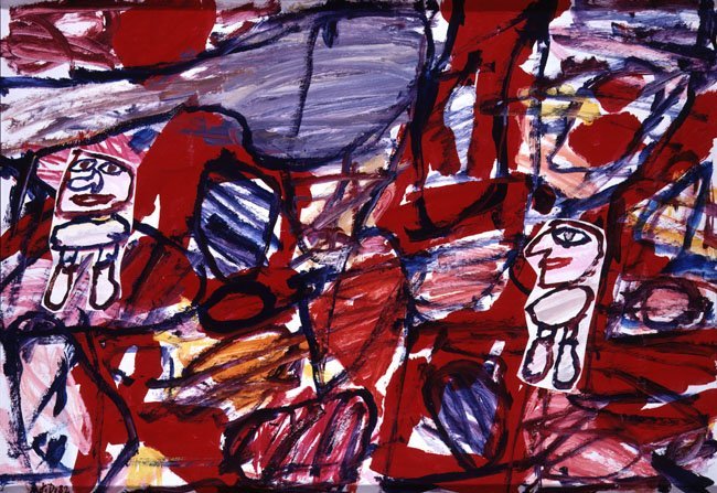 <strong>Jean Dubuffet</strong>, <em>Site aléatoire avec 2 personnages (F 31) 24 mars 1982</em>, 1982