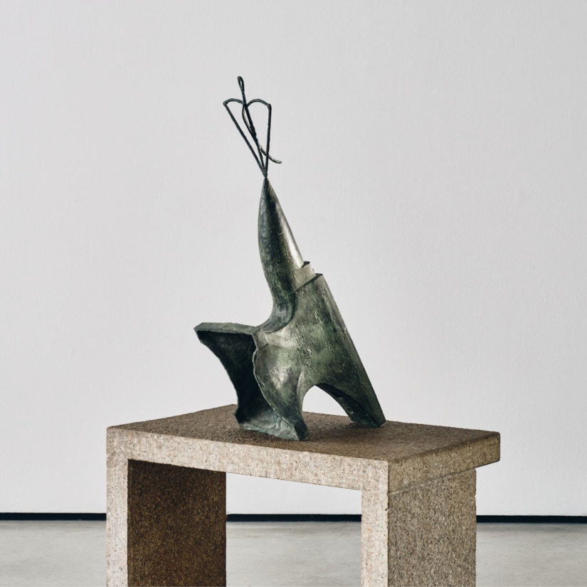 <span class="artist"><strong>Barry Flanagan</strong></span>, <span class="title"><em>Pilgrim on Anvil </em>, 1984</span>
