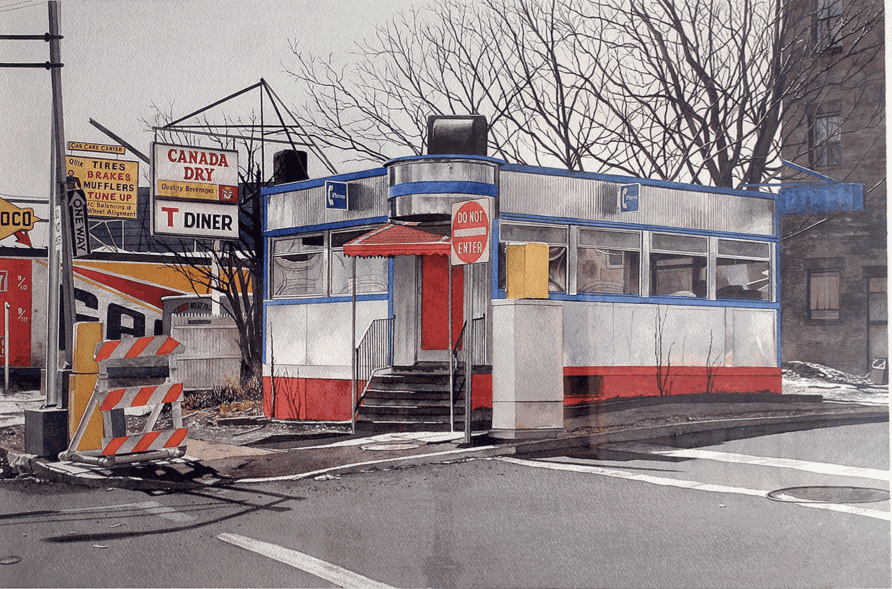 <span class="artist"><strong>John Baeder</strong></span>, <span class="title"><em>T Diner</em>, 1982</span>