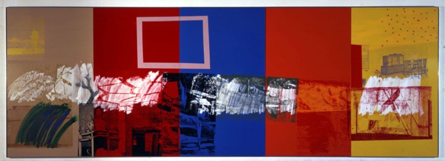 <span class="artist"><strong>Robert Rauschenberg</strong></span>, <span class="title"><em>New Year’s Wall (Urban Bourbon)</em>, 1989</span>
