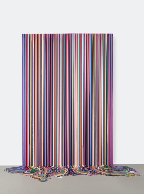 <span class="artist"><strong>Ian Davenport</strong></span>, <span class="title"><em>Deep Magenta, Mirrored</em>, 2022</span>