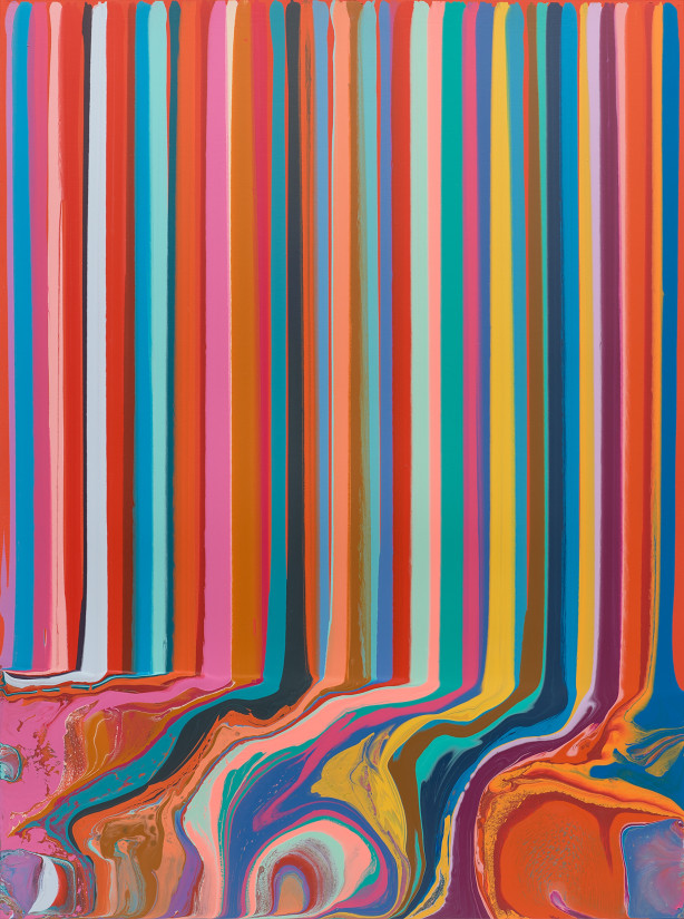 <span class="artist"><strong>Ian Davenport</strong></span>, <span class="title"><em>Paper Puddle (Red)</em>, 2022</span>