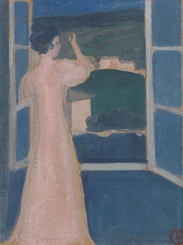 Devant la fenêtre bleue