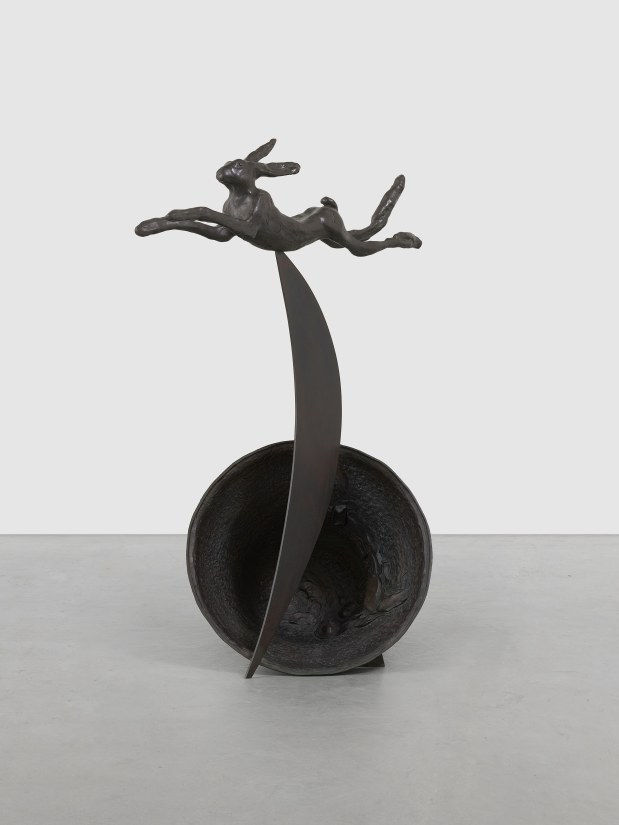 <span class="artist"><strong>Barry Flanagan</strong></span>, <span class="title"><em>Musical Hare on Crescent and Bell</em>, 2004</span>