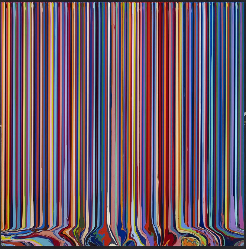 <strong>Ian Davenport</strong>, <em>Puddle Painting: Magenta, Violet, Red, Blue</em>, 2011