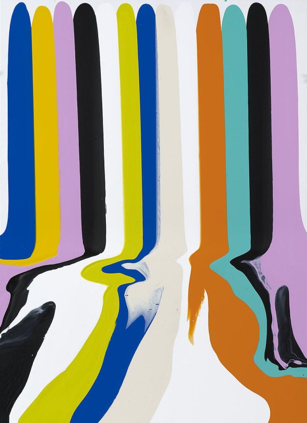 <strong>Ian Davenport</strong>, <em>Puddle Painting: White with Broad Lines</em>, 2011