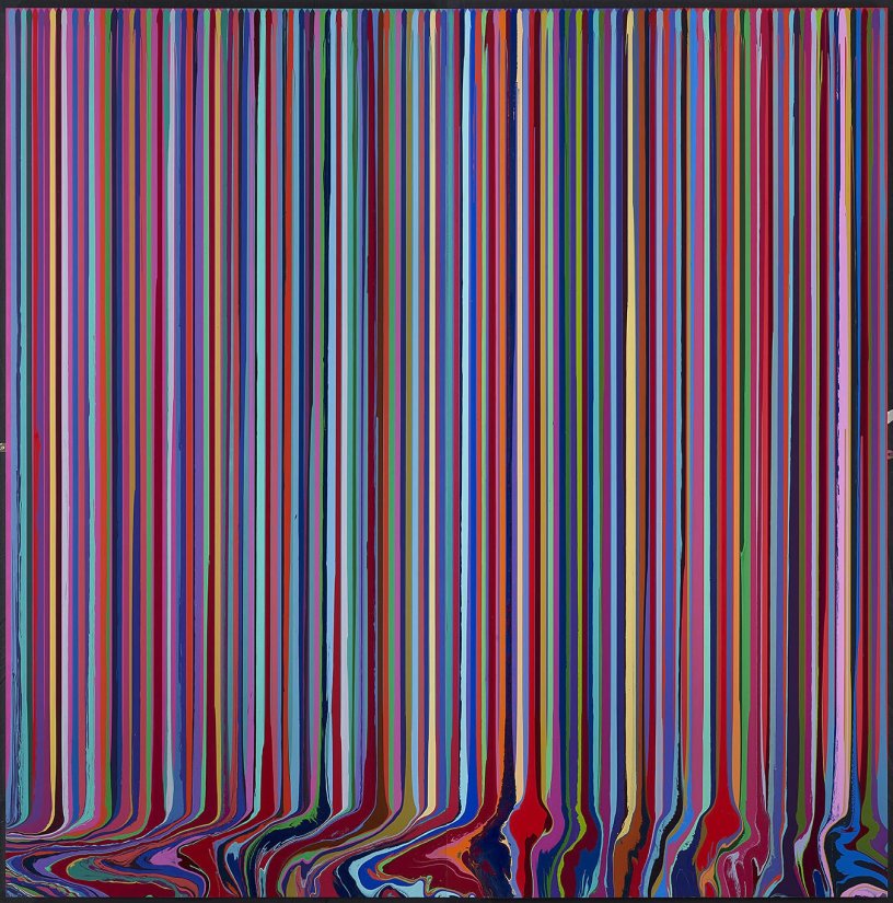 <strong>Ian Davenport</strong>, <em>Puddle Painting: Magenta, Green, Purple, Red</em>, 2011