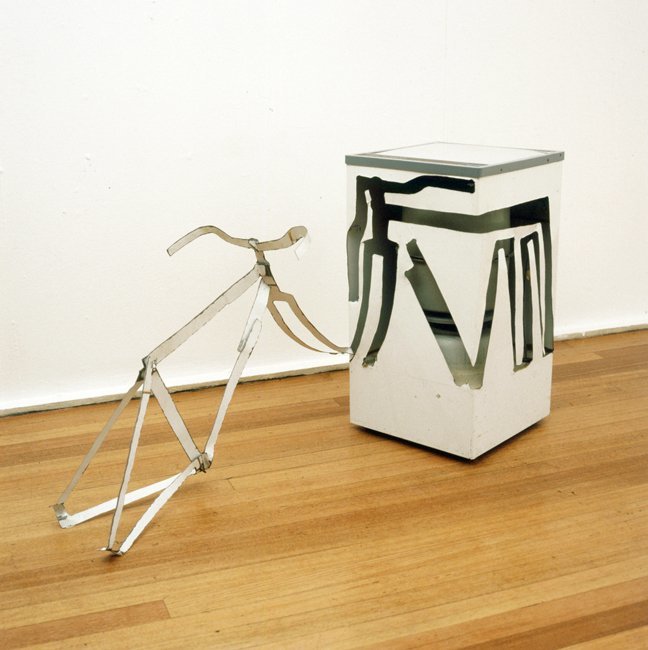 <strong>Bill Woodrow</strong>, <em>Spin dryer with Bicycle Frame including Handlebars</em>, 1981