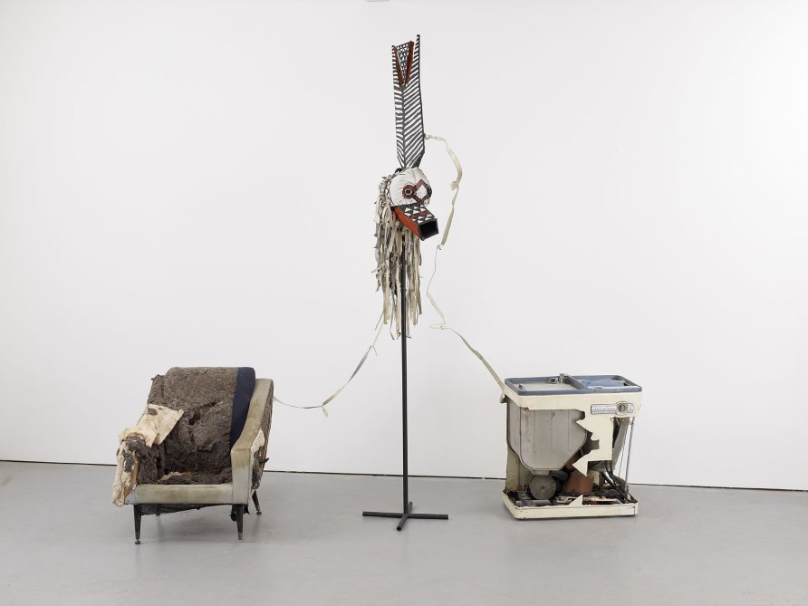 <strong>Bill Woodrow</strong>, <em>Armchair and Washing Machine with Bobo Mask</em>, 1982