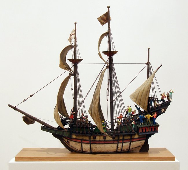 <strong>Peter Blake</strong>, <em>Sea Battle, Knights v People being frightened in 'B movies' (in homage to H.C. Westermann)</em>, 2010