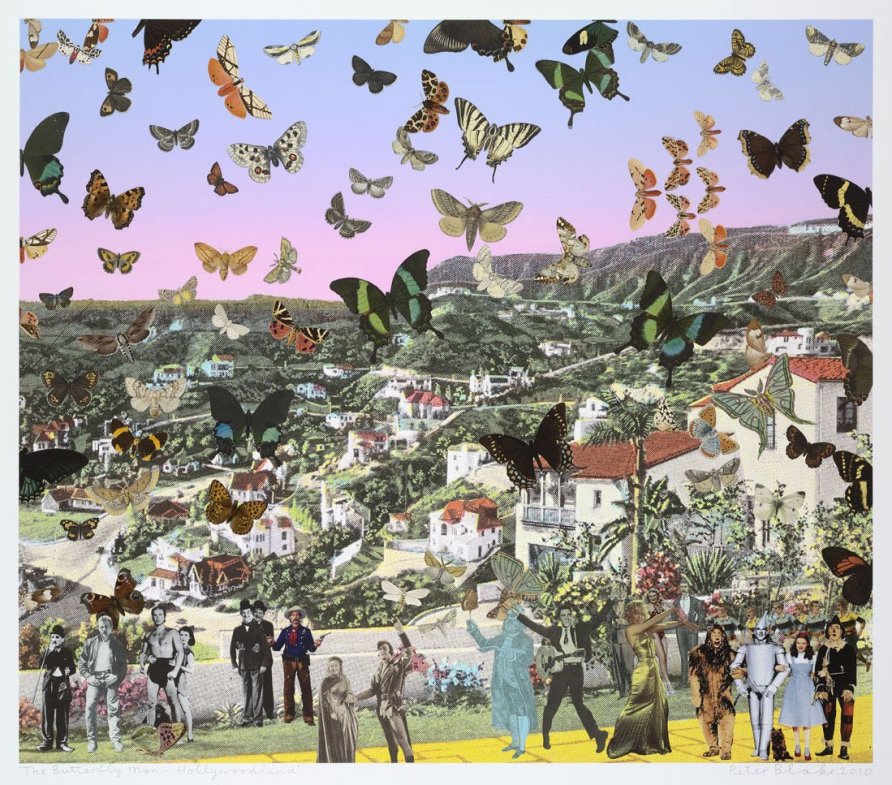 <strong>Peter Blake</strong>, <em>The Butterfly Man - Hollywoodland (in homage to Damien Hirst)</em>, 2010