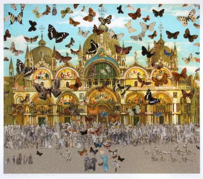 <strong>Peter Blake</strong>, <em>The Butterfly Man - Venice (in homage to Damien Hirst)	</em>, 2010