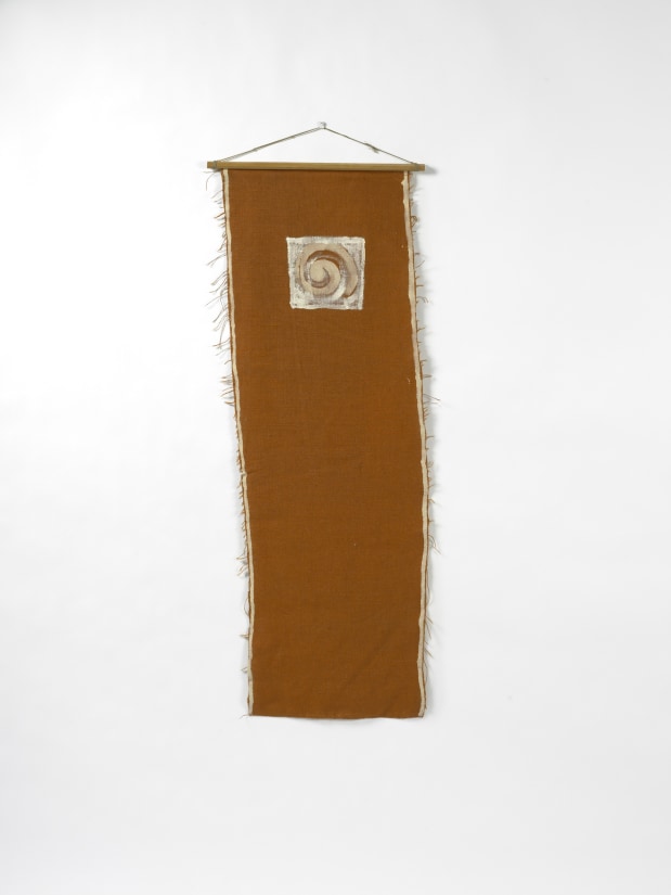 <strong>Barry Flanagan</strong>, <em>Untitled (orange wall hanging)</em>, 1973
