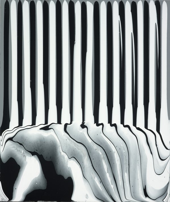 <strong>Ian Davenport</strong>, <em>Puddle Painting: Grey/Black/White</em>, 2009