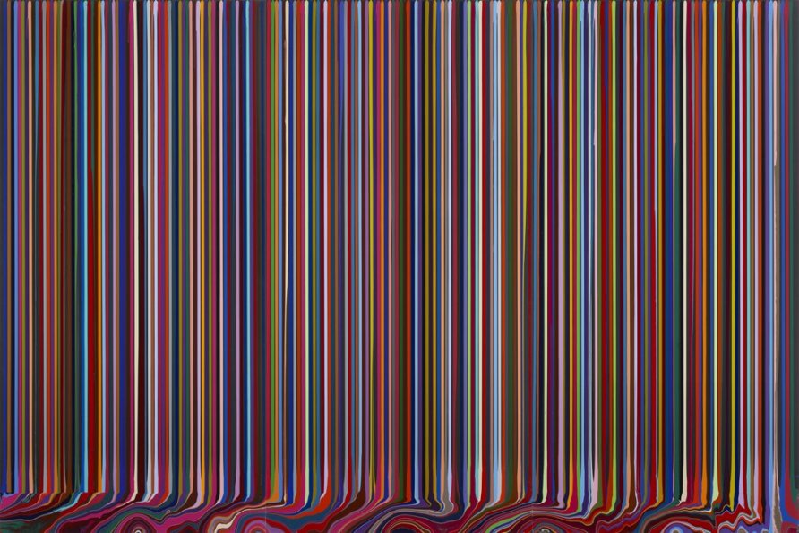 <strong>Ian Davenport</strong>, <em>Puddle Painting: Black (Wave)</em>, 2009