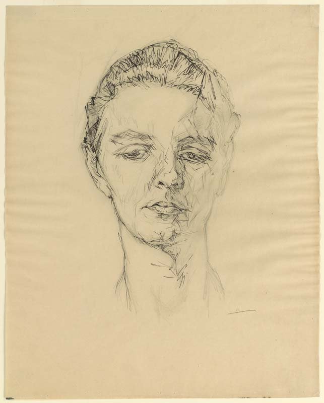 <strong>Josef Albers</strong>, <em>Female Head Glancing Down</em>, c.1918