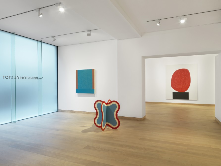 Installation shot of 'Colour is' featuring works by Peter Halley, Paul Feeley and David Batchelor. Photo credit: Todd-White Art Photography.