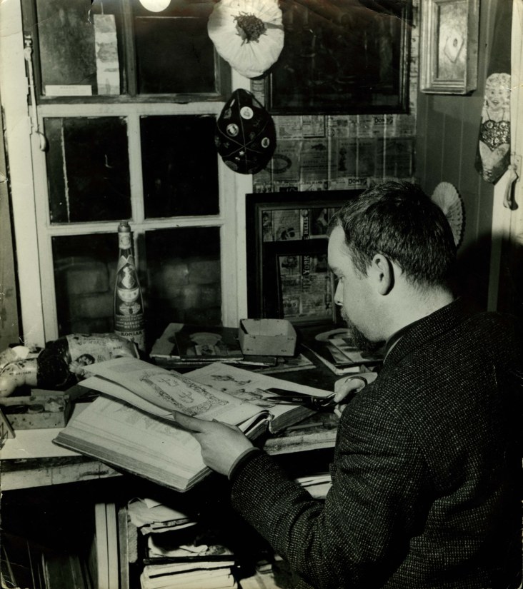 Peter Blake in his studio, 1960.