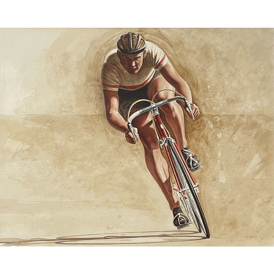 Ken Danby 1940-2007 Cyclist, 1976 signed and dated, '(c) Danby '76' (lower right) Watercolour 21 x 27 in 53.3 x...