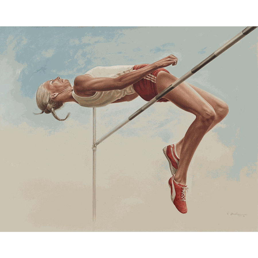 Ken Danby 1940-2007 High Jumper, 1976 signed and dated, '(c) Danby '76' (lower right) Watercolour 21 x 27 in 53.3...