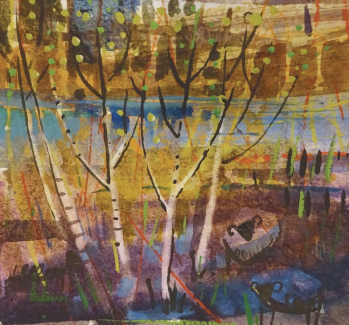 Sheep and Birches