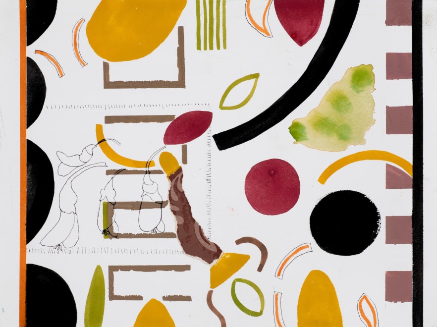 Fragments, ochre, black and pea plants