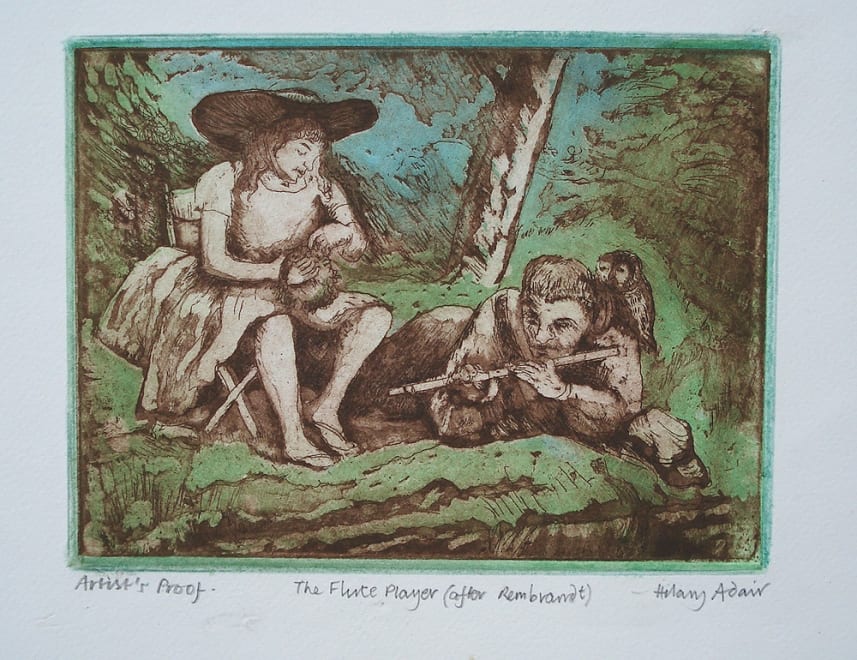 The Flute Player, (after Rembrandt)