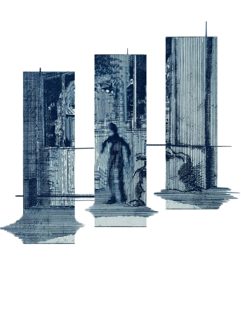 Blurred Lines- Blue Nude Descending Stairs [D]