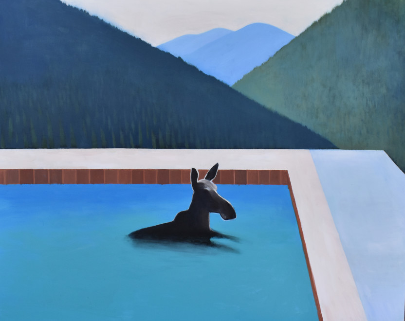 Travis Walker, Pool Moose (After Hockney)