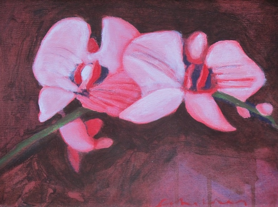 Fritz Scholder, Two Pink Orchids, 2003