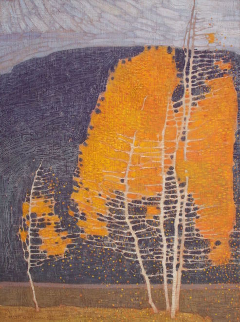 David Grossmann, Autumn Trees with Dark Hill